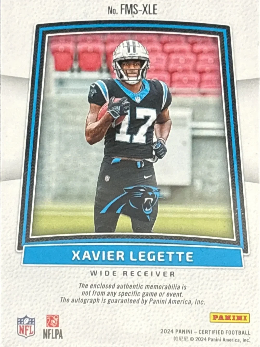 Panini Certified Xavier Legette Pink Rookie Patch Autograph LE 137/260